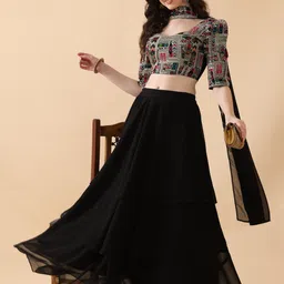 kinjo Embroidered Stitched Lehenga Choli-picture-1