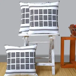 White PolyCanvas Textured 16 x 16 Inches Cushion Cover (Set Of 5) By ANS-picture-36