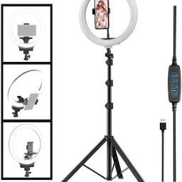 Treadmill Best Buy 10" inch LED Ring Light with 7 Ft Tripod Stand Combo and Phone Holder for Tiktok YouTube Reels Photo-shoot Video Live Stream Makeup Videos vlogging Vigo Video Shooting | 3 color modes Dimmable Lighting | Recording with Mobile Phone and Camera Clip Setup Ring Flash Flash-12