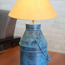 Homesake Rustic Algae Turquoise Blue & Beige Textured Table Lamps-17
