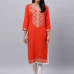 Souchii Women Ethnic Motifs Yoke Design Thread Work Kurta-image-25
