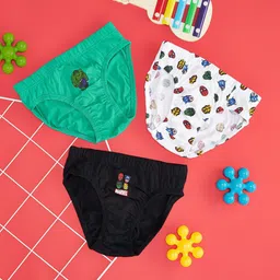 Pantaloons Junior Boys Pack Of 3 Printed Cotton Mid Rise Ribbed Basic Briefs-picture-38