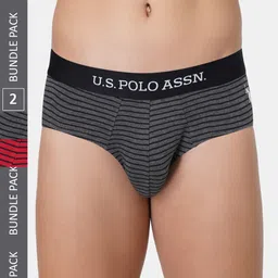 U.S. Polo Assn. Men Pack Of 2 Striped Anti Bacterial Basic Briefs-picture-55