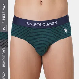 U.S. Polo Assn. Men Pack Of 2 Striped Anti Bacterial Basic Briefs-picture-21