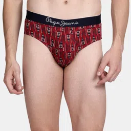 Pepe Jeans Men Red Printed Pure Cotton Basic Briefs-image-97