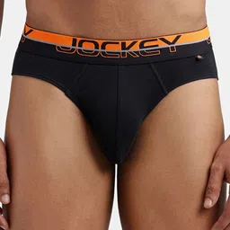 Jockey Men Black & Blue Solid Pure Cotton Basic Briefs-3