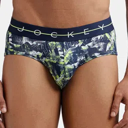 Jockey Typography Printed Anti Microbial Mid Rise Cotton Basic Briefs-NY01-0101-NVWHY-image-0