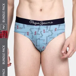 Pepe Jeans Men Pack Of 2 Printed Anti-Microbial Cotton Basic Briefs-50