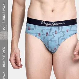 Pepe Jeans Men Pack Of 2 Printed Anti-Microbial Cotton Basic Briefs-picture-31