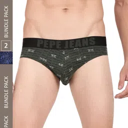 Pepe Jeans Men Pack Of 2 Printed Cotton Basic Briefs-30