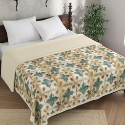 EverHOME Beige & Green Ethnic Motifs AC Room 150 GSM Cotton Double Bed Dohar-image-10