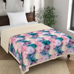 EverHOME Pink & Beige Floral Cotton AC Room 150 GSM Single Bed Dohar-image-13