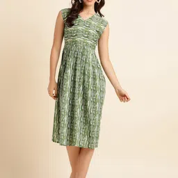 Fabclub Shibori Printed Fit & Flared Midi Dress-picture-2