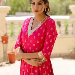 mokshi Ethnic Motifs Printed Sequined Fit & Flared Maxi Ethnic Dresses-9