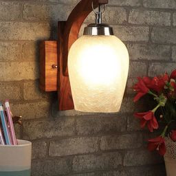 Devansh Brown Textured Wooden Wall Lamps With Mosaic Glass-24