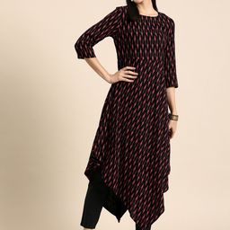 Anouk Women Geometric Printed Kurta With Asymmetric Hem-picture-29