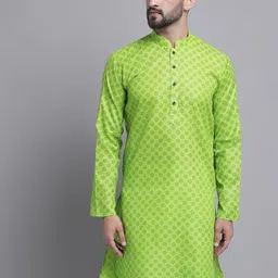 Armaan Ethnic Geometric Printed Cotton Mandarin Collar Kurta-75