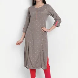 SUTI Women Grey Geometric Kurta-image-8