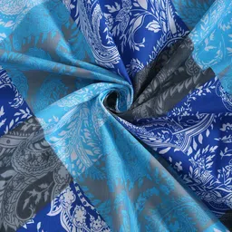 SWAYAM Navy Blue & Black Ethnic Motifs 144 TC Cotton King Bedsheet with 2 Pillow Covers image 4