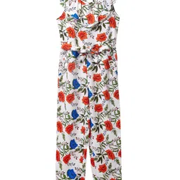 Cub McPaws Girls White & Red Floral Printed Basic Jumpsuit-41