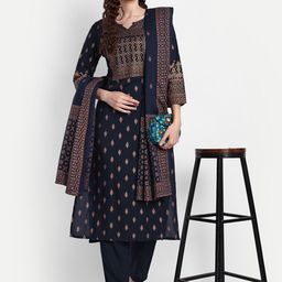 githaan Ethnic Motifs Printed Regular Anarkali Kurta & Trousers With Dupatta-28