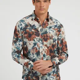 GUESS Floral Printed Classic Modal Casual Shirt-image-11