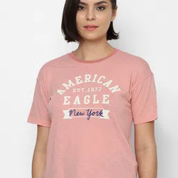 AMERICAN EAGLE OUTFITTERS Women Pink Typography Printed T-shirt-image-27