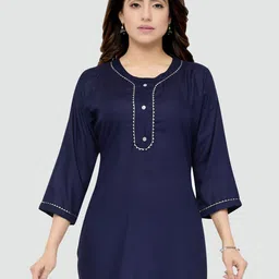 Saree Swarg Women Navy Blue Solid Kurti-image-33