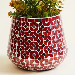 Home Centre Red Corsica Mosaic Textured Abstract Mosaic Vase-image-10