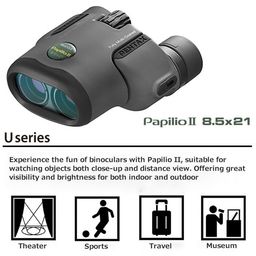 PENTAX Papilio II 8.5x21 Compact Binoculars for Bird Watching, Traveling, Sports and Theater 50 cm Close-Up Viewing for Museums Bright and Clear by Fully-Multi Coated, BAK4 Prism and Aspherical Lens image 2