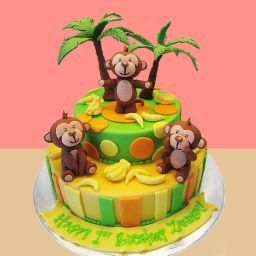 Fun Vibrant Monkey Themed Fondant Cake-image-14