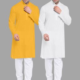 VS MALL White Cotton Blend Kurta Sets-image-58