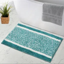 MAA HOME CONCEPT Sea Green & White Textured Microfiber Anti Skid 1600 GSM Bath Mat-image-70