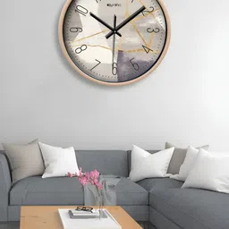 OLIVE TREE Beige & Grey Printed Contemporary Wall Clock-image-89