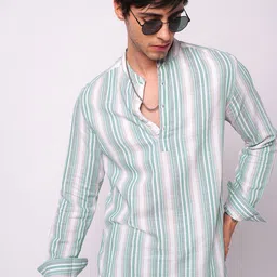 VASTRADO Men Striped Anarkali Kurta-image-22