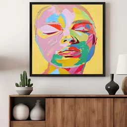 999Store Pink & Yellow Expressionist Face Canvas Wall Art-image-73