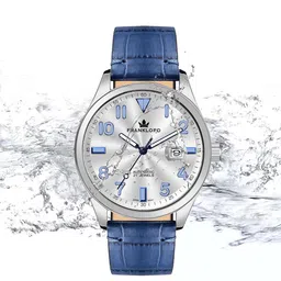 Franklord Men Brass Dial & Leather Textured Straps Analogue Automatic Watch F-147 SBUG-10