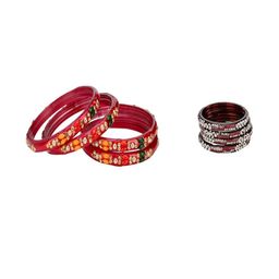 SOMIL Set Of 8 Multi Alloy Artificial Stones and Beads Antique Bangles-image-73
