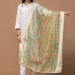 Kaizen TEXO FAB Ethnic Motifs Printed Organza Dupatta-picture-0