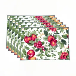 BILBERRY Furnishing by preeti grover 6-Pcs Green & White PrintedCotton Table Placemats-25