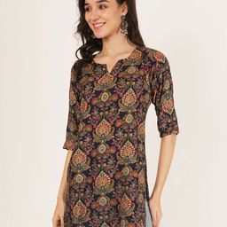 Ethic Glance Ethnic Motifs Printed V-Neck Gotta Patti Pure Cotton Khadi Gotta Patti Kurti-40