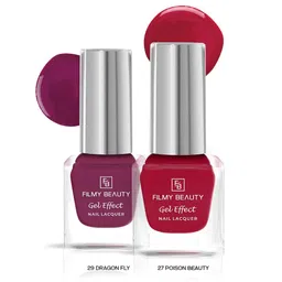 FILMY BEAUTY Set Of 2 Gel Effect Nail Polish- 10 ml Each- Dragon Fly 29- Poison Beauty 27-image-73