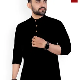univibe Selection Of 2 Cotton Mandarin Collar Slim Fit Straight Kurtas-image-84