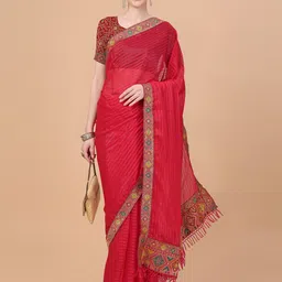 HERE&NOW Striped Art Silk Ready to Wear Saree-picture-17