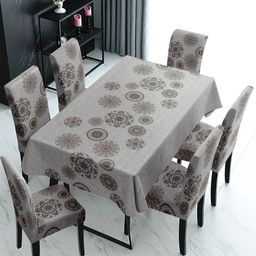 Myntra Elegant Homes Set Of 7 Grey Mandala Printed Table & Chair Covers-8
