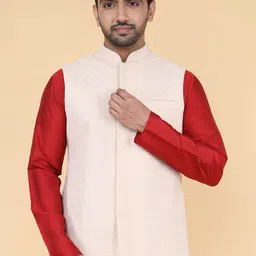 ZOIS Men Embroidered Mandarin Collar Nehru Jacket-21