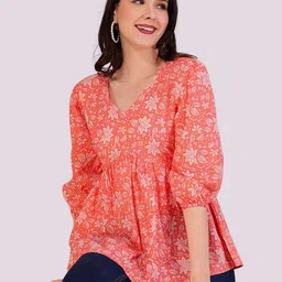 Dream Beauty Fashion Floral Print Puff Sleeve Empire Top-image-38