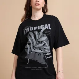 MORSE CODE Women Printed Drop-Shoulder Sleeves Pure Cotton T-shirt-37