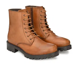 CARLO ROMANO by Wasan Shoes Women's Burnish Lace-Ups with Zip High Ankle Boots-image-70