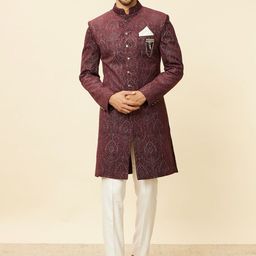 Twamev Men Self Design Indo Western Set-image-77